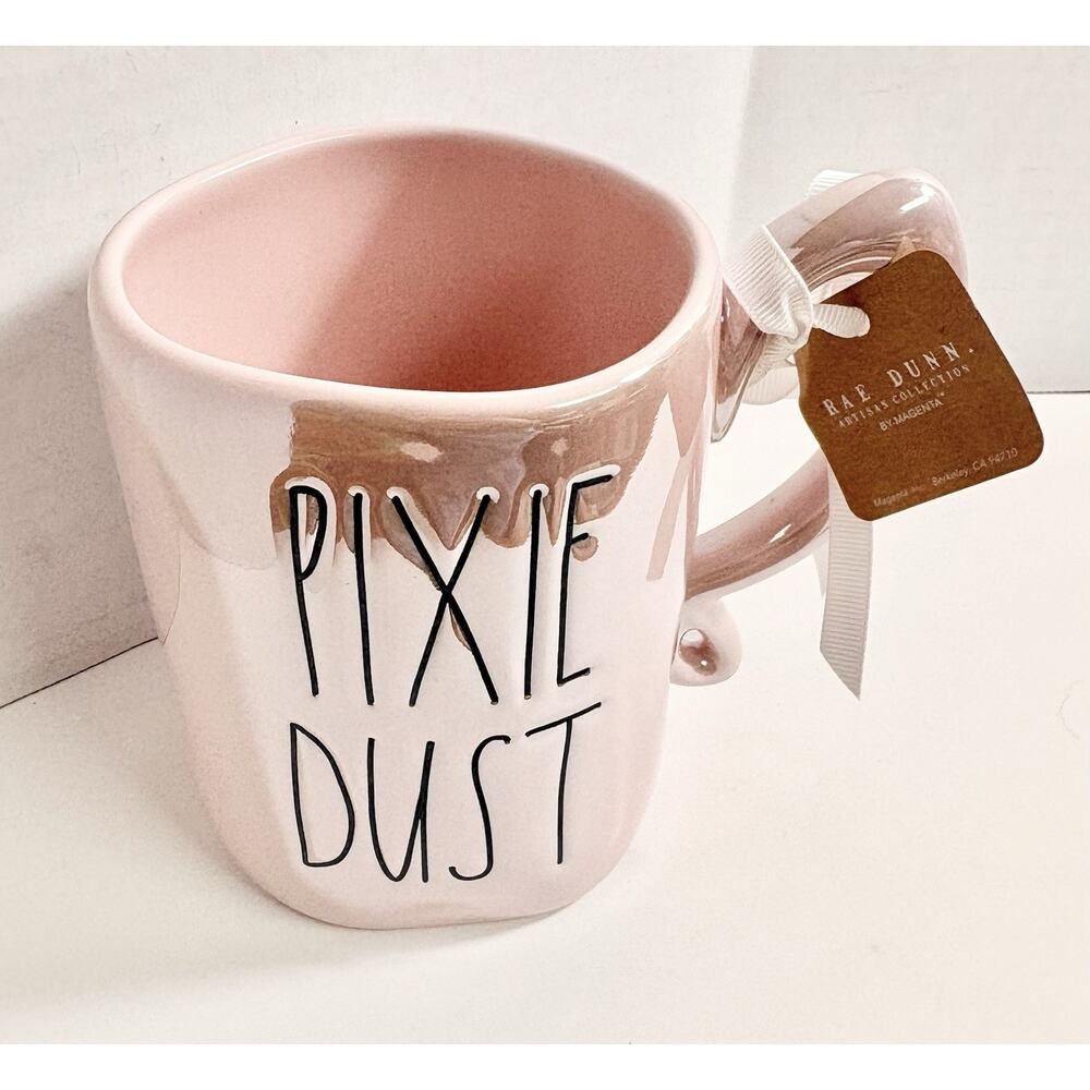 Rae Dunn Pink Tinkerbell Mug NEW Disney Collab Artisan Coll Pixie Iridescent